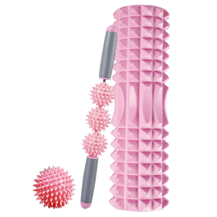 3 in 1 Eva Foam Roller Hollow Muscle Relaxation Roller Yoga Column Set, Length: 45cm (Pink Crescent)