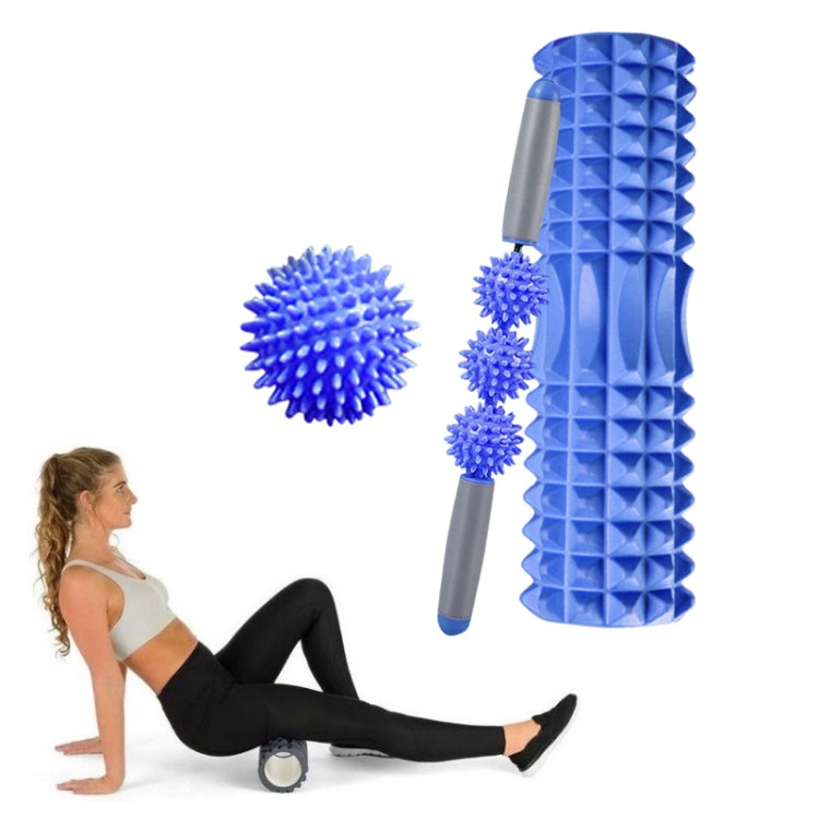 3 in 1 Eva Foam Roller Hollow Muscle Relaxation Roller Yoga Column Set, Length: 45cm (Blue Crescent)