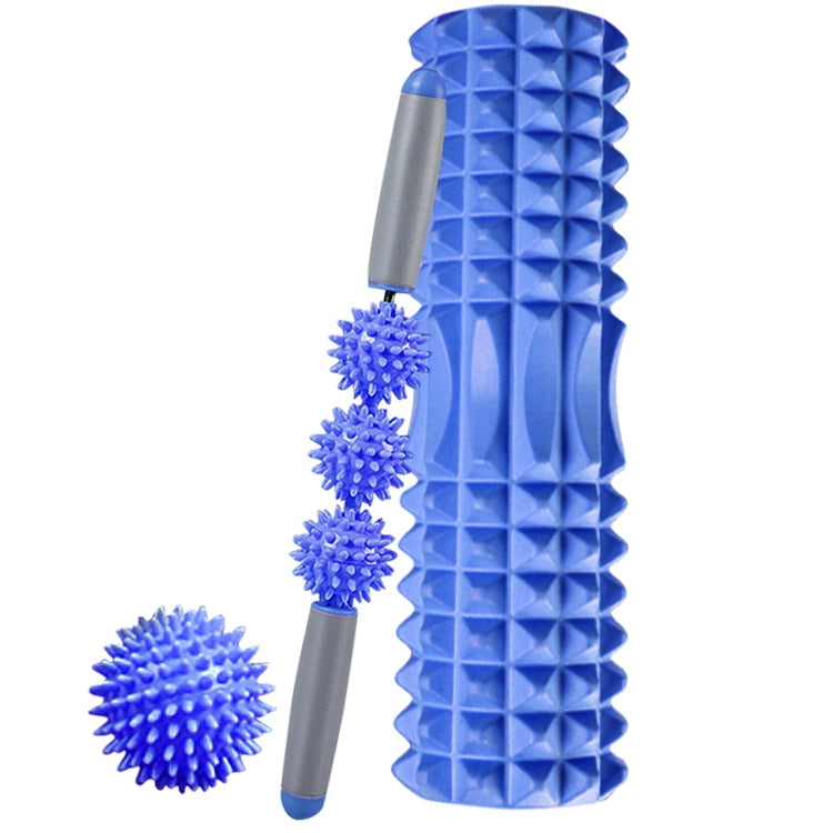 3 in 1 Eva Foam Roller Hollow Muscle Relaxation Roller Yoga Column Set, Length: 45cm (Blue Crescent)