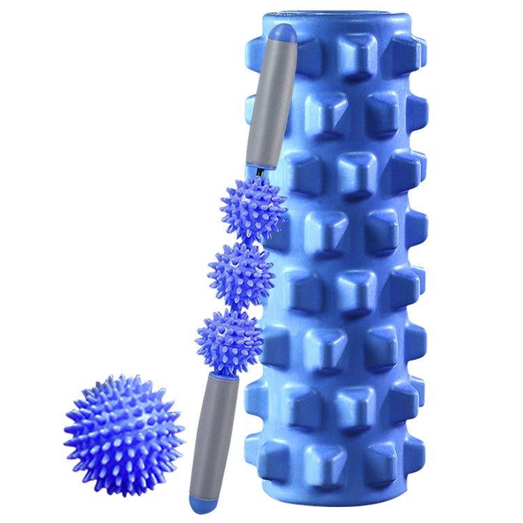 3 in 1 Eva Foam Roller Hollow Muscle Relaxation Roller Yoga Column Set, Length: 45cm (Blue Wolf Tooth)