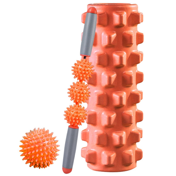 3 in 1 Eva Foam Roller Hollow Muscle Relaxation Roller Yoga Column Set, Length: 45cm (Orange Wolf Tooth)