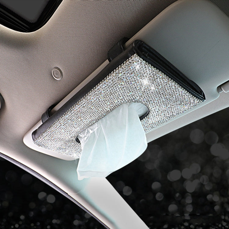 Car Tissue Box Car Hanging Sun Visor Pumping Box(Beige White Diamonds) - Tissue Boxes by PMC TechLife | Online Shopping South Africa | PMC TechLife | Buy Now Pay Later Mobicred