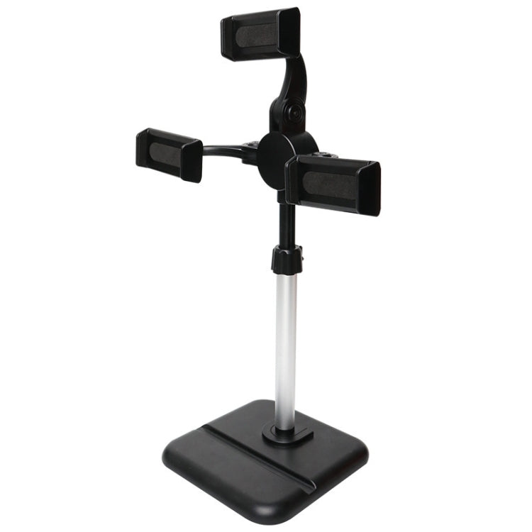 Telescopic Adjustment Live Frame Desktop Tablet Mobile Phone Bracket, Specification: K06 Three-seat (Black)