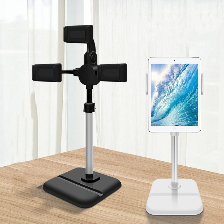 Telescopic Adjustment Live Frame Desktop Tablet Mobile Phone Bracket, Specification: K06 Three-seat (Black)