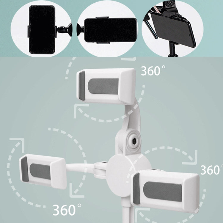 Telescopic Adjustment Live Frame Desktop Tablet Mobile Phone Bracket, Specification: K06 Three-seat (Black)