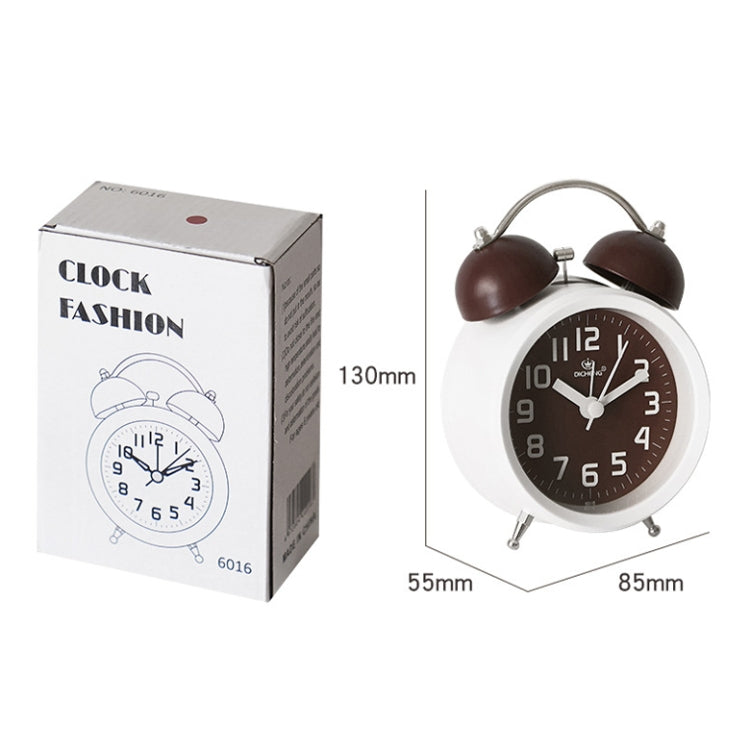 6016 Simple Bell Small Alarm Clock Students Learning Bedside Clock With Night Light(Coffee Color) - Alarm Clocks by PMc TechLife | Online Shopping South Africa | PMc TechLife | Buy Now Pay Later Mobicred
