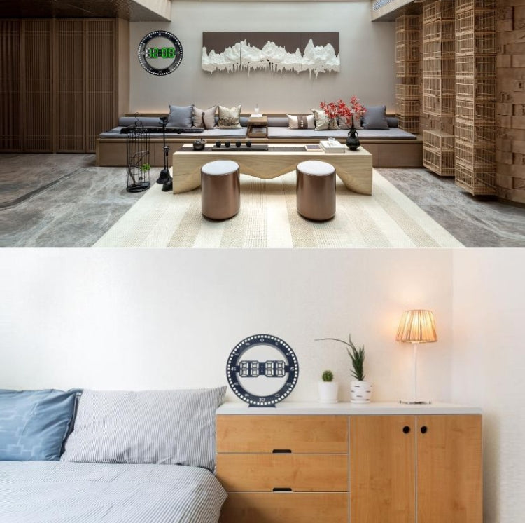 DS-3688L Living Room 3D Wall Clock Big Screen LED Electronic Clock, Colour: Second Light Black+Green - Wall Clock by PMc TechLife | Online Shopping South Africa | PMc TechLife | Buy Now Pay Later Mobicred