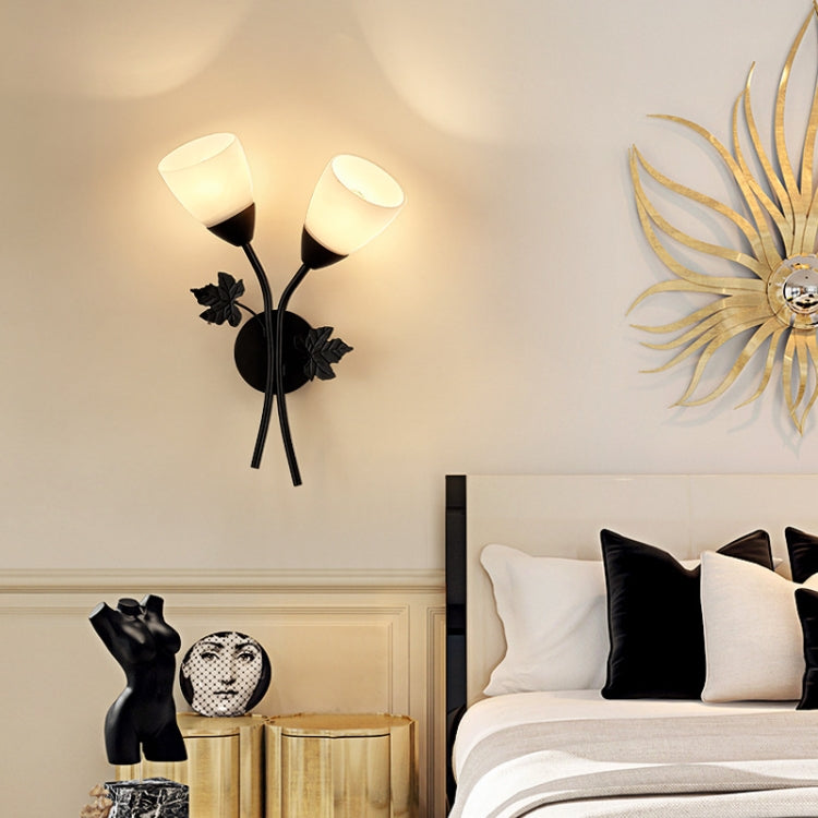 6014 Iron Wall Lights LED Bedroom Bedside Lights Postmodern Corridor Trump Light Hotel Restaurant Lighting, Power source: 12W White Light( Black Single Head)
