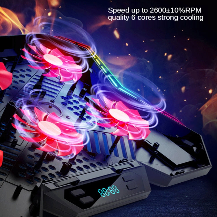 COOLCOLD RGB Notebook Radiator Six Fan Adjustable Laptop Cooling Base 5V Speed Colorful Version