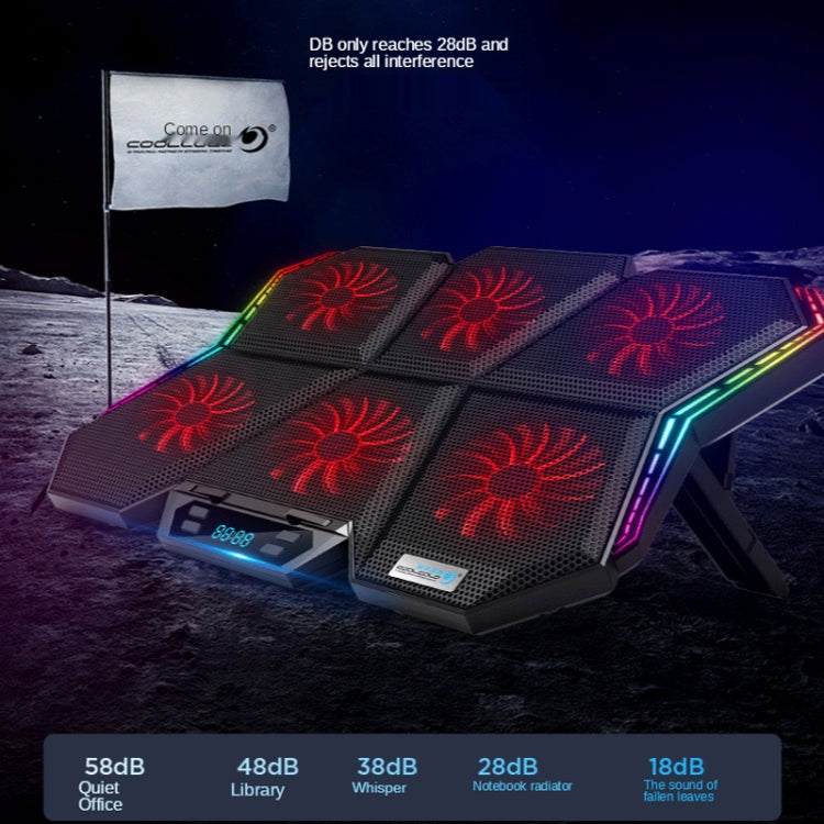 COOLCOLD RGB Notebook Radiator Six Fan Adjustable Laptop Cooling Base 5V Speed Colorful Version