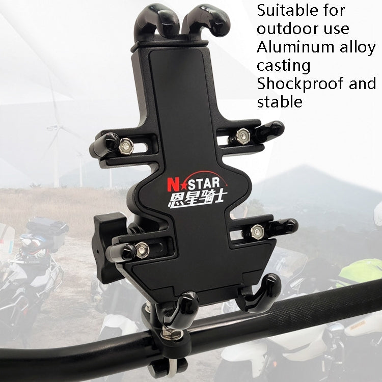 N-STAR NJN001 Motorcycle Bicycle Compatible Mobile Phone Bracket Aluminum Accessories Riding Equipment(With Crooked Ball Head) - free shipping - PMC Jewellery - Order now!