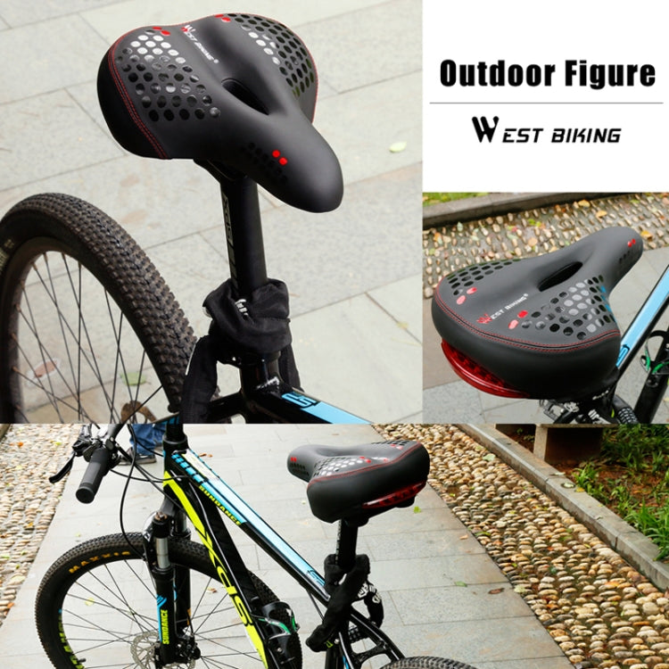 WEST BIKING YP0801083 Bicycle Taillight Thickened Soft And Comfortable Mountain Bike Seat Cushion(BlackRed) - free shipping - PMc TechLife - Order now!