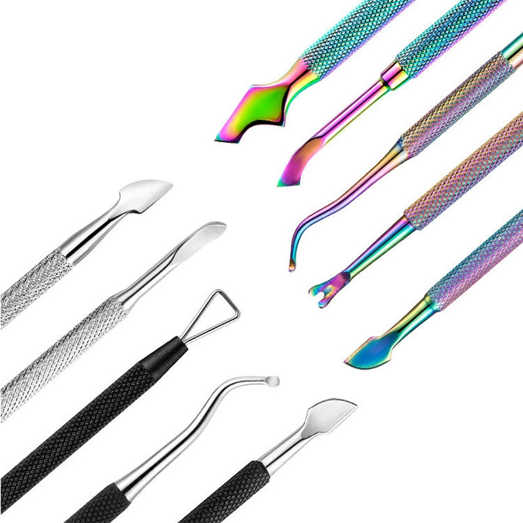 FABIYAN Stainless Steel Dead Skin Shear Steel Push Nail Art Tool Set, Specification: Set 9