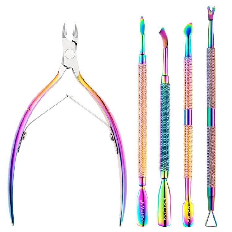 FABIYAN Stainless Steel Dead Skin Shear Steel Push Nail Art Tool Set, Specification: Set 15