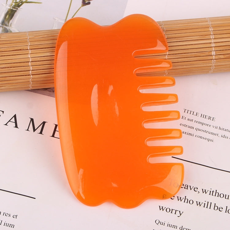 Resin Scraping Sheet Massage Facial Tendon Stick Beauty Salon Shave Board Acupuncture Pen, Color Classification: Resin Yellow Meridiary Comb
