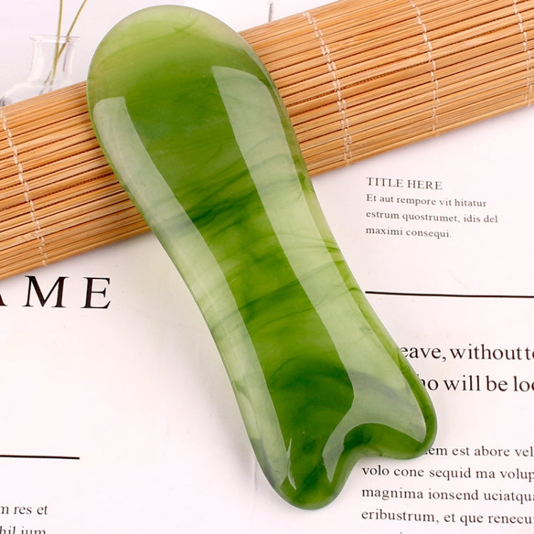 Resin Scraping Sheet Massage Facial Tendon Stick Beauty Salon Shave Board Acupuncture Pen, Color Classification: Emerald Green Fish Plate