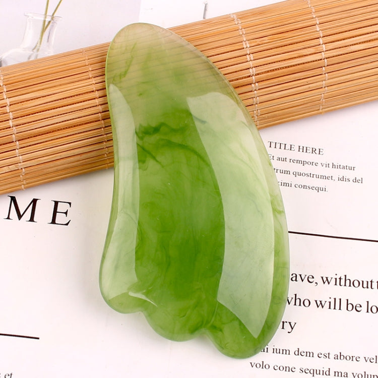 Resin Scraping Sheet Massage Facial Tendon Stick Beauty Salon Shave Board Acupuncture Pen, Color Classification: Emerald Green Triangle