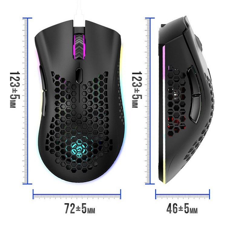 K-Snake BM600 1600 DPI 7-keys Hollow Lightweight Wireless Charging RGB Colorful Gaming Mouse(Wireless BM600 Black)
