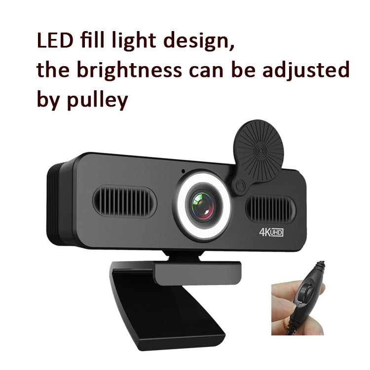 C360 4K Network High-Definition Computer Camera Drive-Free Beautifying Light Camera with Omnidirectional Microphone, Cable Length: 1.8m