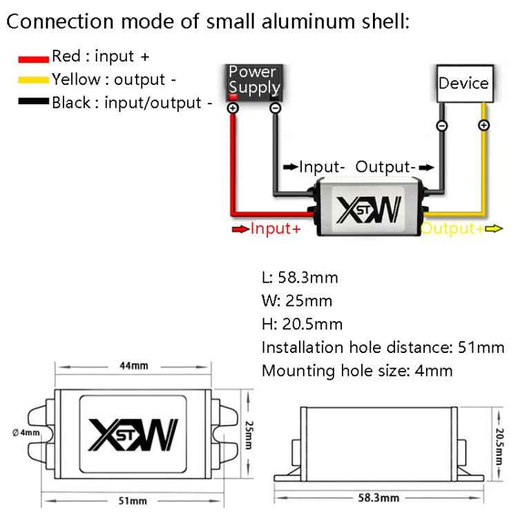 XWST DC 12/24V To 5V Converter Step-Down Vehicle Power Module, Specification: 12/24V To 5V 5A Small Aluminum Shell - by PMC Jewellery | Online Shopping South Africa | PMC Jewellery | Buy Now Pay Later Mobicred