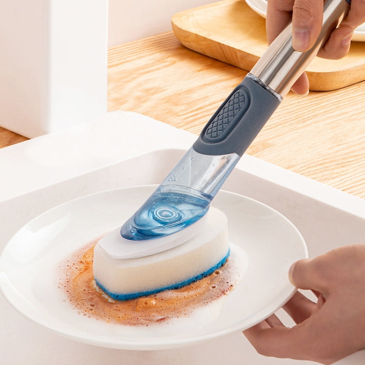 Kitchen Oil Dirty Pan Brush Can Add Detergent Sponge Brush Long Handle Cleaning Brush(Pink)