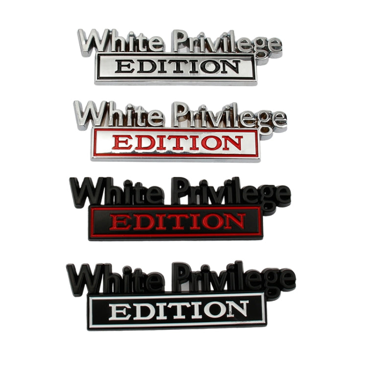 2 PCS Car Metal Leaf Board Car Logo White Privilege Edition Modified Car Body Sticker Sign(Black White)