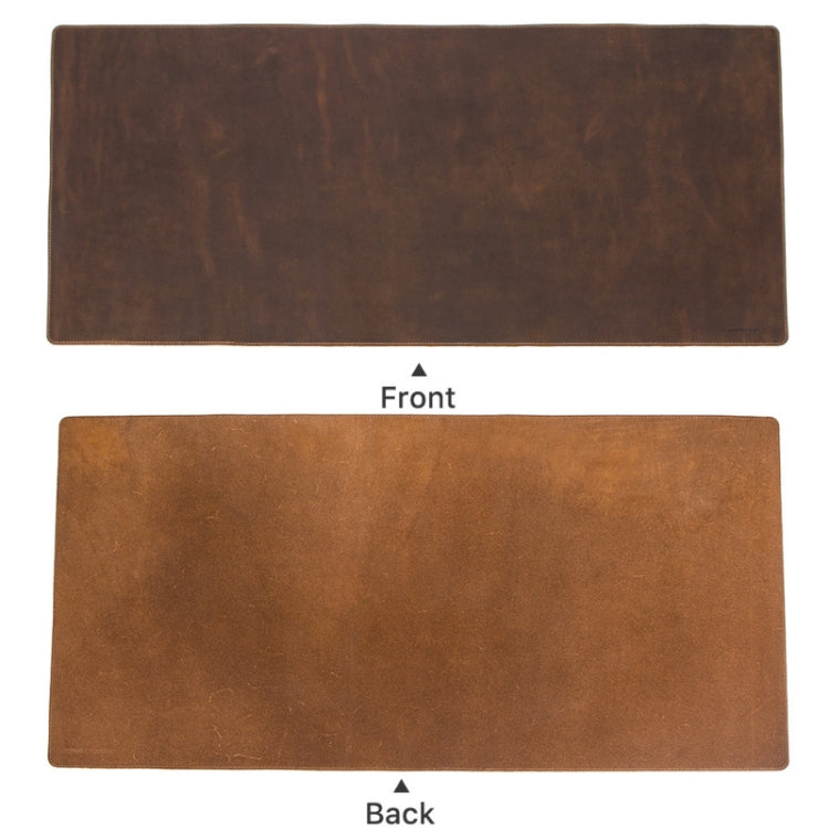 CF9011 Desk Pad Retro Crazy Horse Leather Notebook Computer Mouse Pad Oversized Anti-Slip Desktop Computer Desk Leather Pad(Brown)