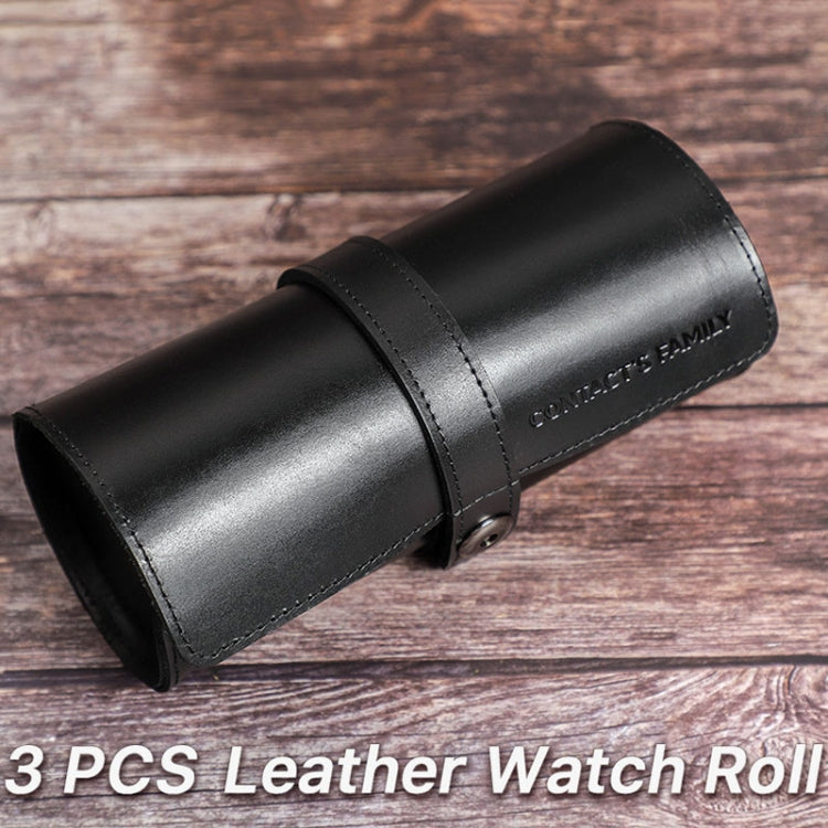 Contacts Family CF1117A 3 Watch Positions Leather Watch Box Round Buckle Outdoor Travel Watch Storage Box(Black) - free shipping - PMC Jewellery - Order now!