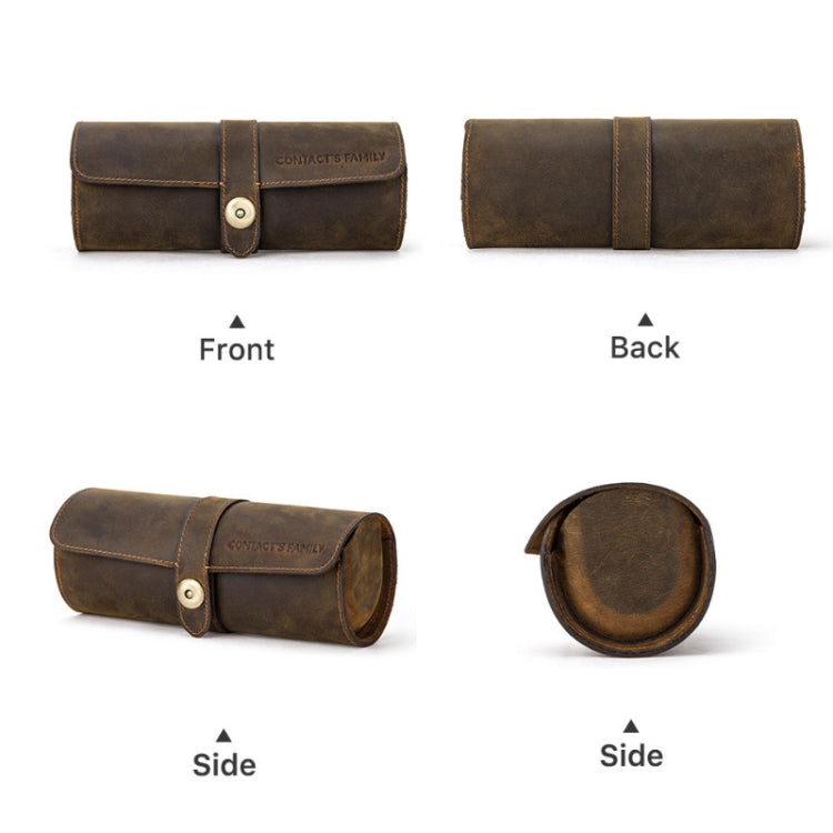 Contacts Family CF1117A 3 Watch Positions Leather Watch Box Round Buckle Outdoor Travel Watch Storage Box(Black) - free shipping - PMC Jewellery - Order now!