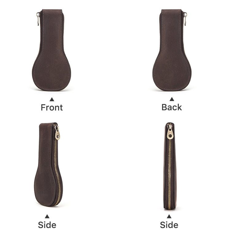 Contacts Family CF1112 Single Watch Position Retro Crazy Horse Leather Watch Storage Box Watch Zipper Case(Coffee)
