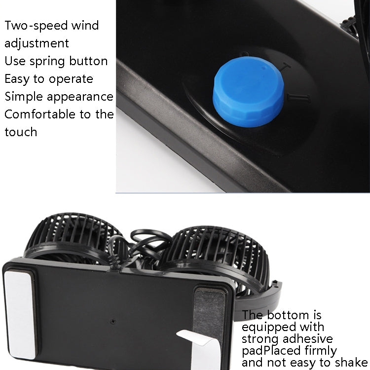 Car Fan Portable Mini Adjustable Car Double-Headed Electric Fan, Colour: Blue USB Universal - Heating & Fans by PMC TechLife | Online Shopping South Africa | PMC TechLife | Buy Now Pay Later Mobicred