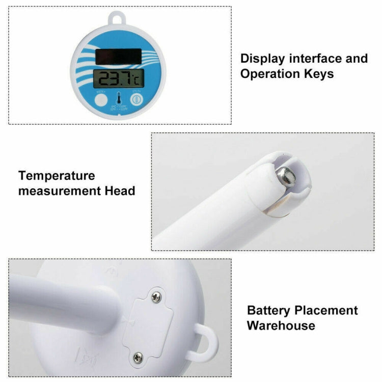 BL9057 Solar Swimming Pool Thermometer Swimming Pool Equipment Floating Water Thermometer with Digital Display Function(-20 -50 Celsius)
