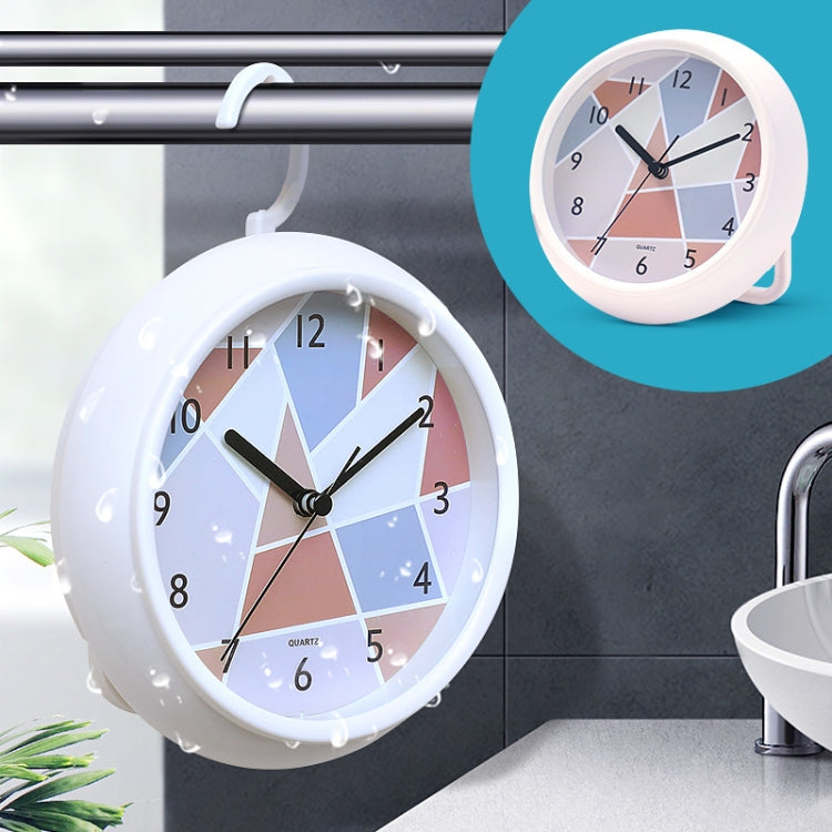 Round Water-resistant Wall Clock Kitchen And Bathroom Desktop Clock Ornaments(White)