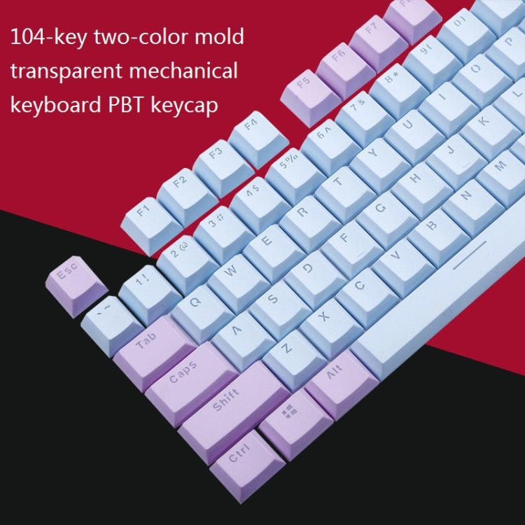 104-Keys Two-Color Mold Transparent PBT Keycap Mechanical Keyboard(Pink White)