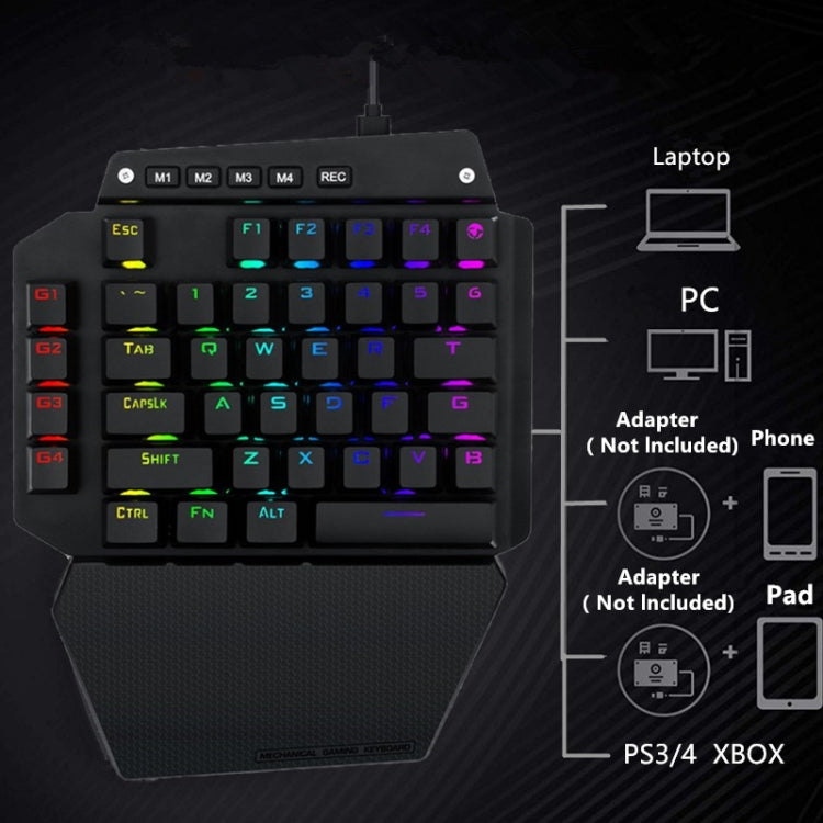 K700 44 Keys RGB Luminous Switchable Axis Gaming One-Handed Keyboard, Cable Length: 1m(Tea Shaft)