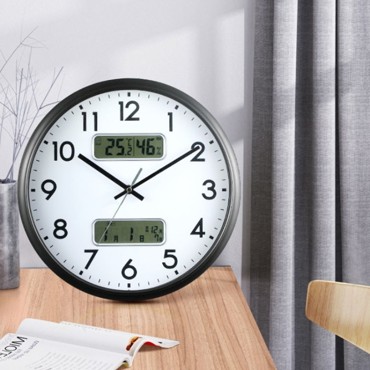 13 Inch Dual-screen LED Display Wall Clock Living Room Temperature And Humidity Calendar Multi-function Clock(Black) - Wall Clock by PMc TechLife | Online Shopping South Africa | PMc TechLife | Buy Now Pay Later Mobicred