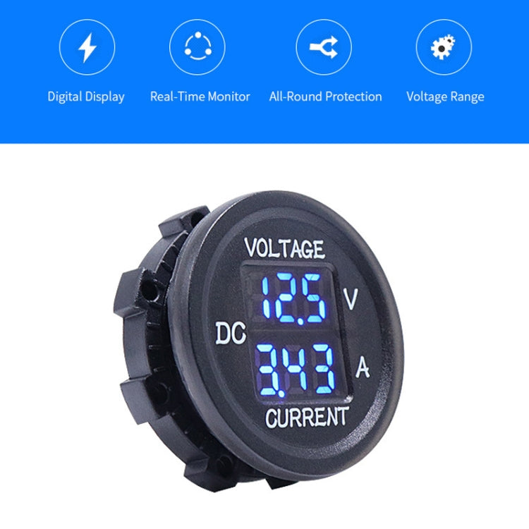 2 In 1 Modified Car Double Digital Voltage Current Table Measuring Instrument(Red Light)