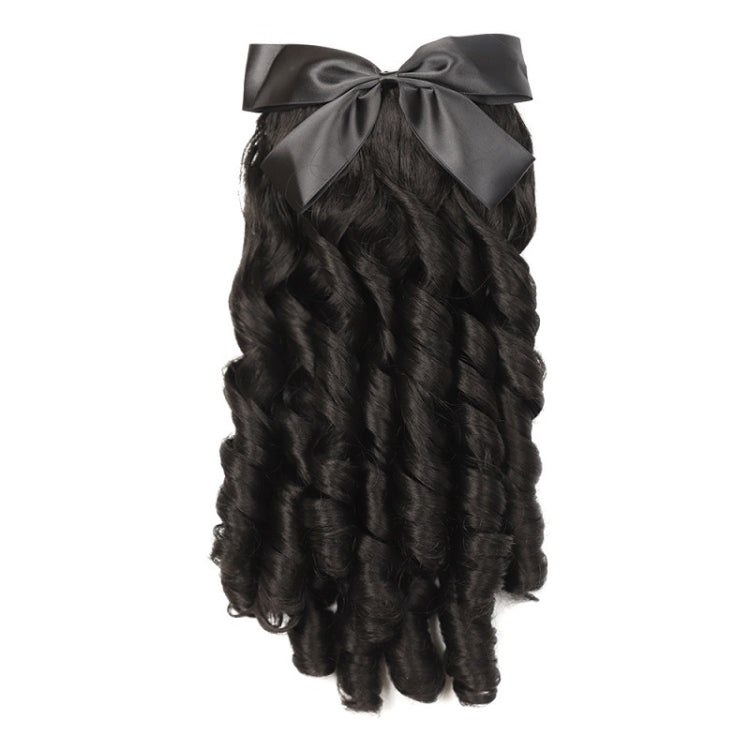 Princess Curly Ponytail Wig Costume Film And Television Retro Prom Comb Ponytail Curly Hair(Natural Black)