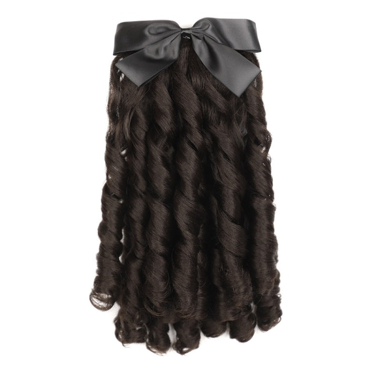 Princess Curly Ponytail Wig Costume Film And Television Retro Prom Comb Ponytail Curly Hair(Brownish Black)