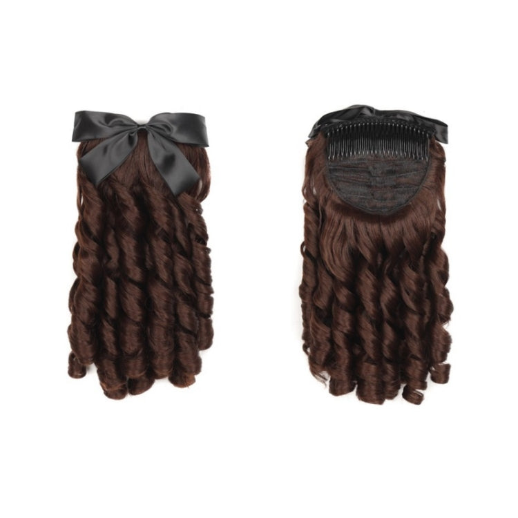 Princess Curly Ponytail Wig Costume Film And Television Retro Prom Comb Ponytail Curly Hair(Dark Brown)