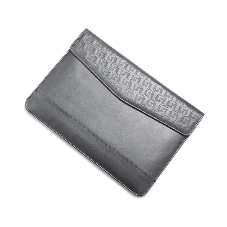 Horizontal Embossed Notebook Liner Bag Ultra-Thin Magnetic Holster, Applicable Model: 14-15 inch(Gray)