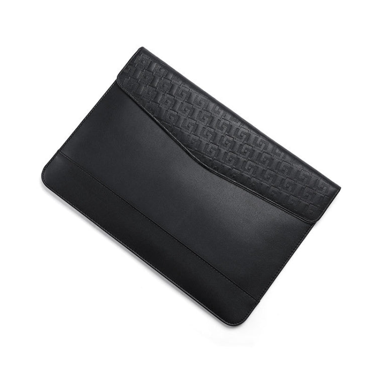 Horizontal Embossed Notebook Liner Bag Ultra-Thin Magnetic Holster, Applicable Model: 14-15 inch( Black)