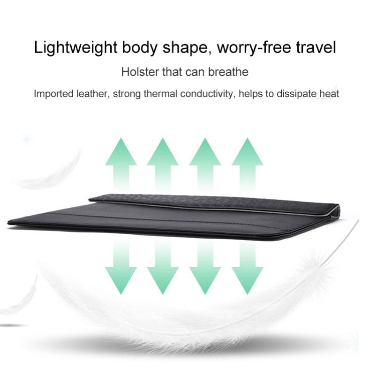 Horizontal Embossed Notebook Liner Bag Ultra-Thin Magnetic Holster, Applicable Model: 14-15 inch( Black)