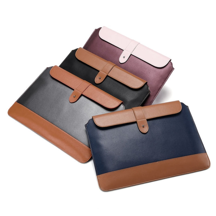 Horizontal Microfiber Color Matching Notebook Liner Bag, Style: Liner Bag (Black + Brown), Applicable Model: 11 -12 Inch