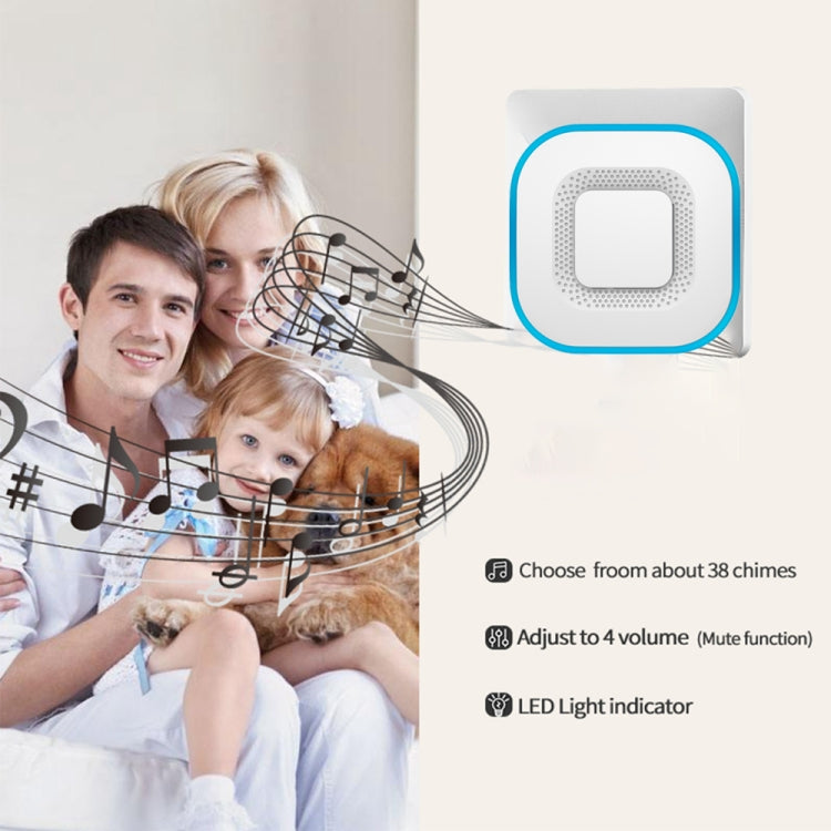 CACAZI V028F 1 For 3 Wireless Music Doorbell without Battery, Plug:US Plug(Black)