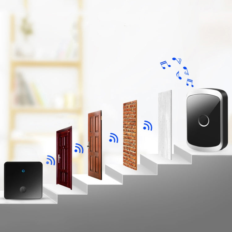 CACAZI FA50 1 For 1 Push-button Self-generating Wireless Doorbell, Plug:UK Plug(Black)