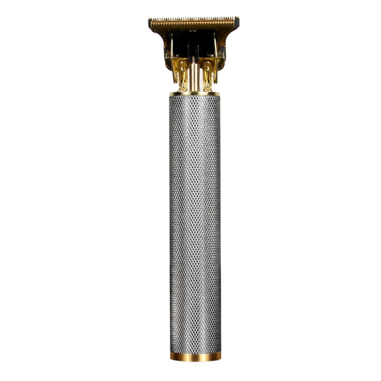 Hollow T-Shaped Steel Head Hair Trimmer USB Charging Carving Electric Hair Clipper, Color: Silver