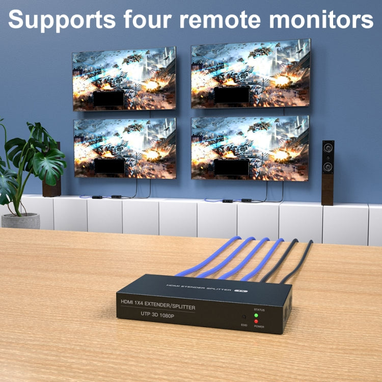 60m 1x4 HDMI Splitter POC Distribution Extender Supports 1080P@60Hz, Plug: AU Plug - free shipping - PMC Jewellery - Order now!