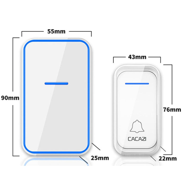 CACAZI Home Smart Digital Wireless Doorbell Remote Electronic Doorbell Elderly Pager, Style: US Plug(White)