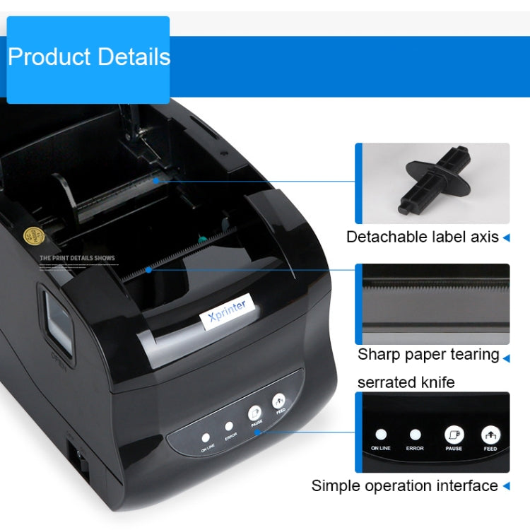 Xprinter XP-365B 80mm Thermal Label Printer Clothing Tag Supermarket Barcode Printer, Plug: AU Plug(Bluetooth Version)
